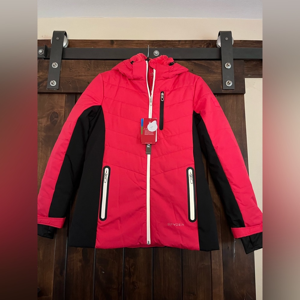 Spyder Vibrant Pink and Black Puffer Jacket